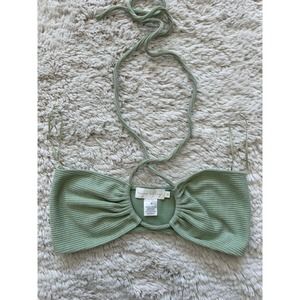 Beige Botany Green Bandeau Top With Ties Women's Size Medium